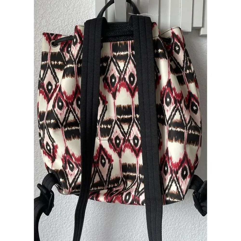 New Longchamp Paris Le Pilage Ivory Ikat Drawstring Backpack